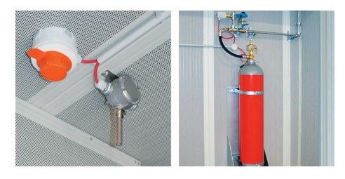 Комплект пожаротушения с газовым баллоном для 20-футового контейнера внутри отсека генераторной установки ELCOS O.CO-ANTI-RIL-ES-01 Генераторы (электростанции)